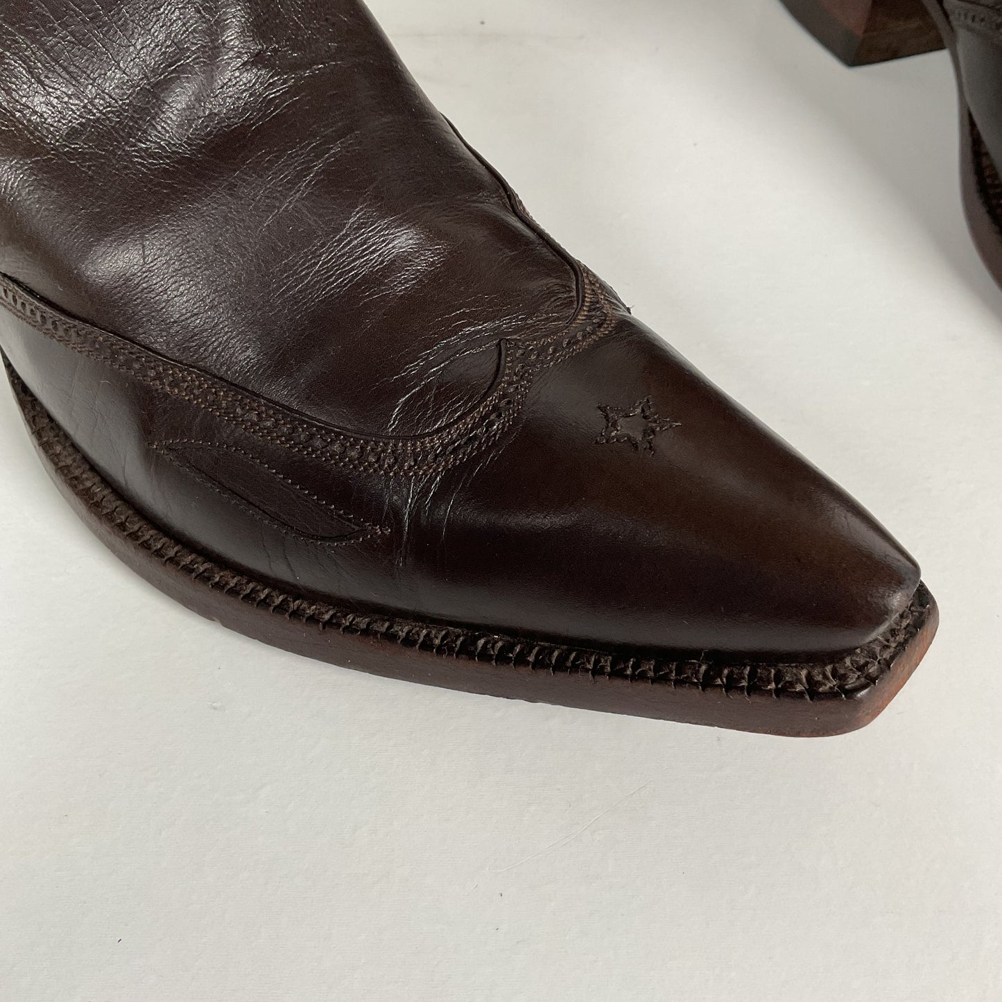 J.B. Hill for M.L. Leddy | Calfskin Cowgirl Boots | Dark Brown | Women’s 7 B
