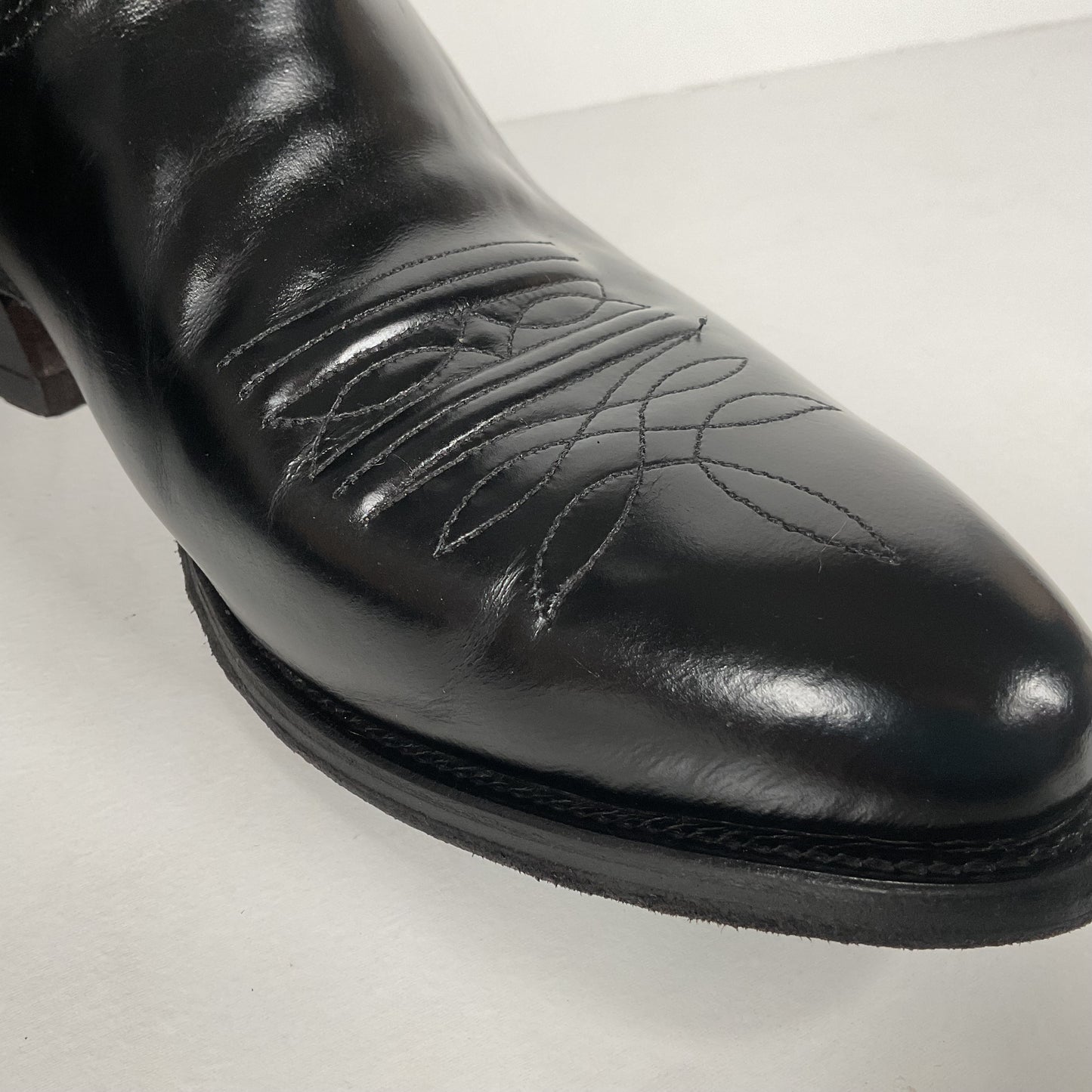 Vintage Nocona Cowboy Boots | Glossy Black Veal | USA Made | Men’s 9.5 EE