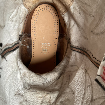 Vintage Olathe Python Snakeskin Cowboy Boots | Distressed | Tooled Inlay | 13 EE
