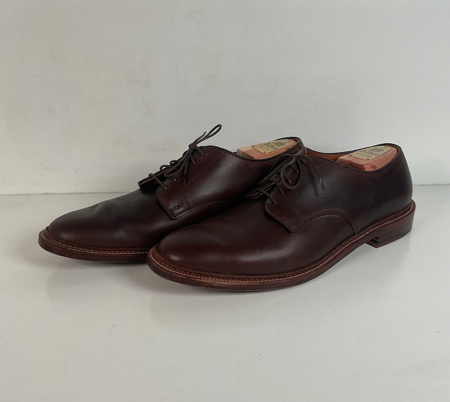 Alden for J. Crew Derby Blucher Shoes 12 D Cigar Brown