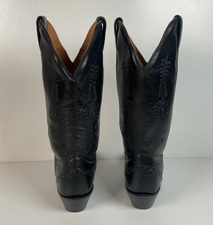 Boulet Cowgirl Boots | Black Torino Calf | Wingtip Triad | Women’s 6 C