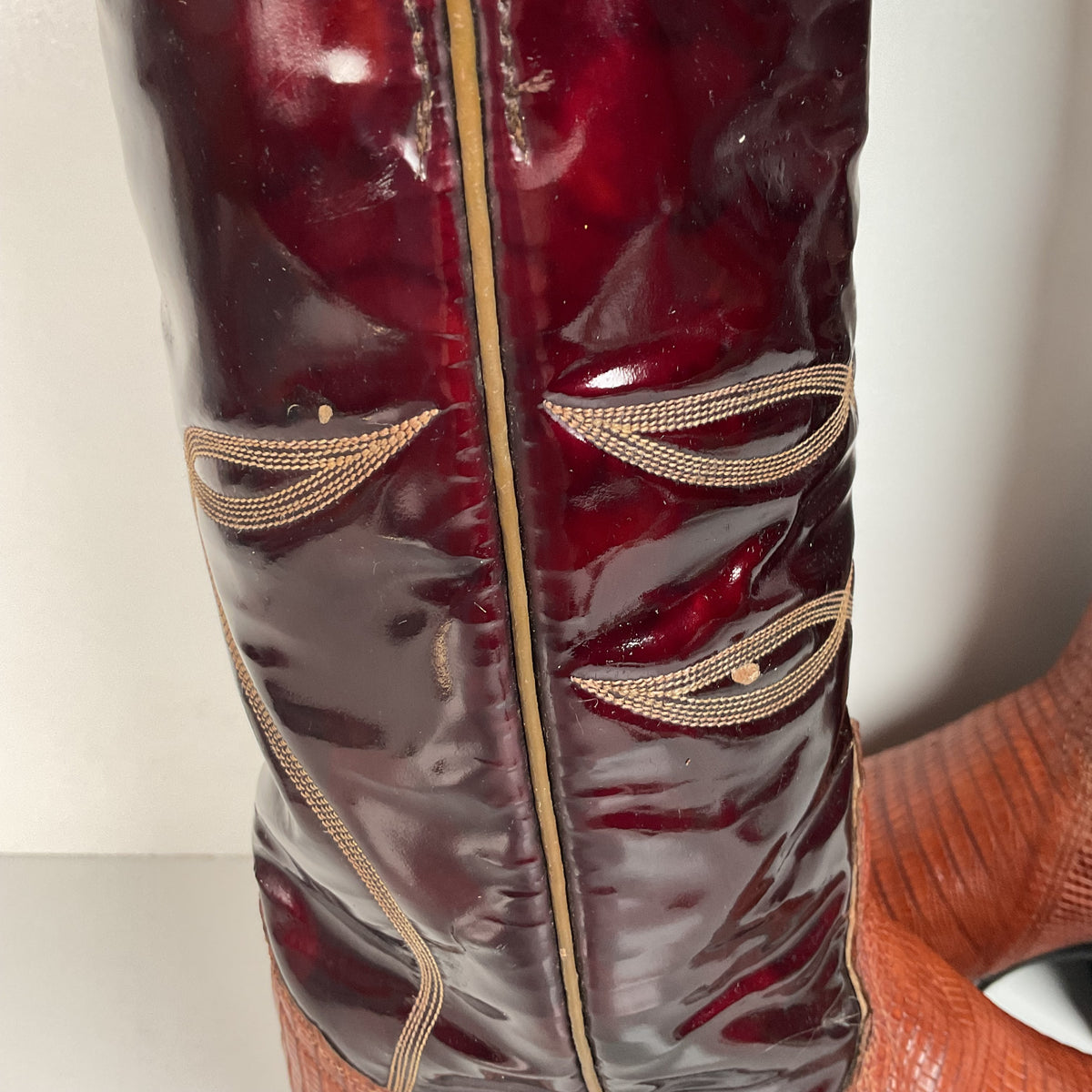 Vintage Tony Lama Teju Lizard Cowgirl Boots | Patent Leather | 6 C | Women’s 7