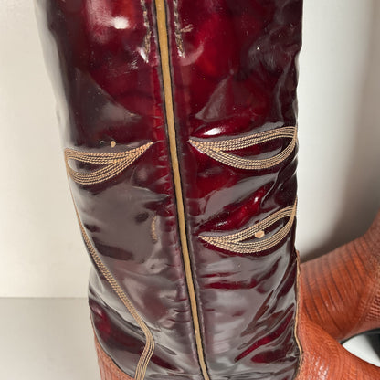 Vintage Tony Lama Teju Lizard Cowgirl Boots | Patent Leather | 6 C | Women’s 7