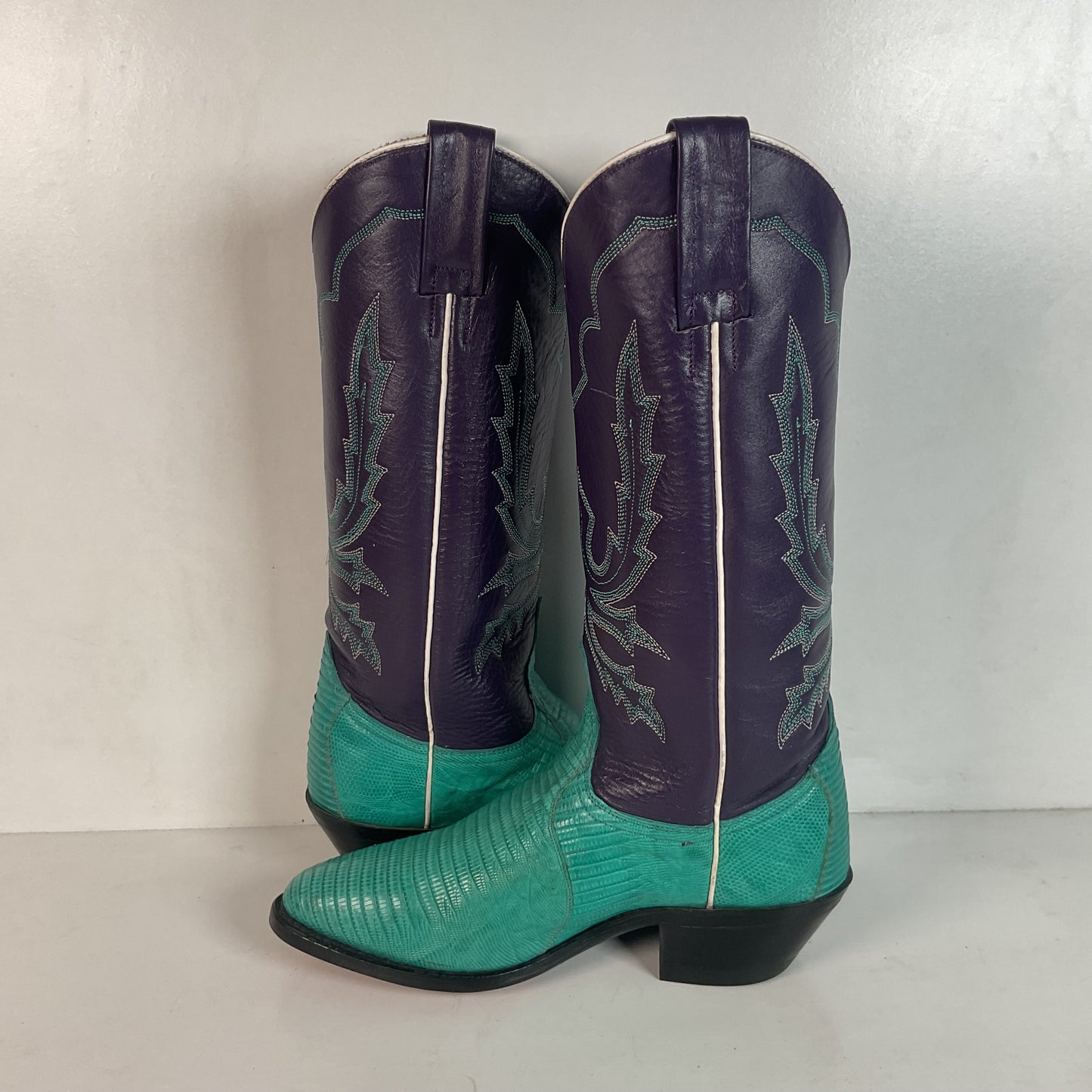 Dan Post Turquoise Cowgirl Boots 6 M Teju Lizard Vamp