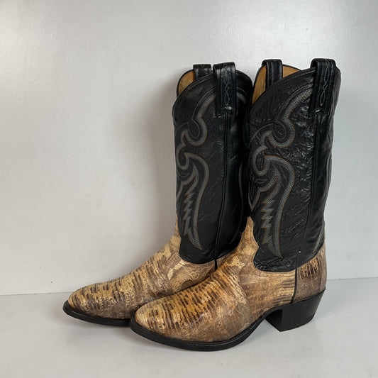 Vintage Tony Lama Natural Lizard Cowboy Boots 8.5 D USA Made