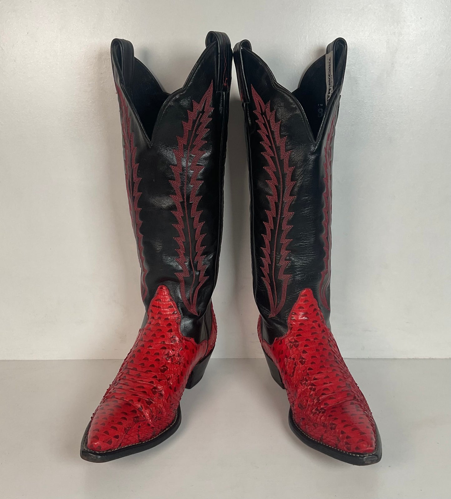 Tony Lama Tall Red Viper Snakeskin Cowgirl Boots 6 M Thieves Market