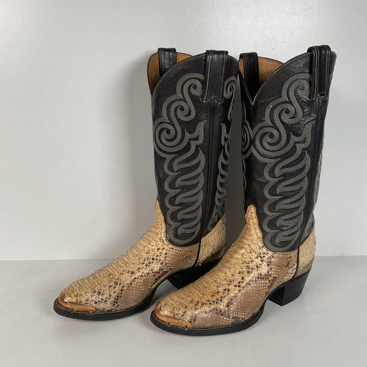 Vintage Tony Lama Python Snakeskin Cowboy Boots | Gold Label | Men’s 7.5 D