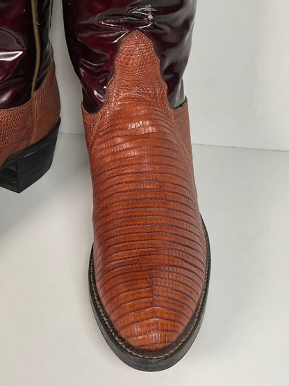 Vintage Tony Lama Teju Lizard Cowgirl Boots | Patent Leather | 6 C | Women’s 7