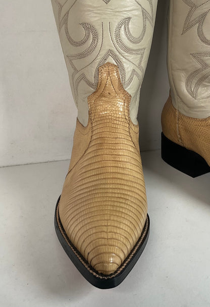 Silvertown Blonde Lizard Cowgirl Boots | Men’s 7.5 C | Women’s 8.5