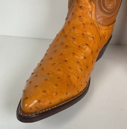 Full Quill Ostrich Cowboy Boots | Exotic | Custom | Butterscotch | Men’s 10 E