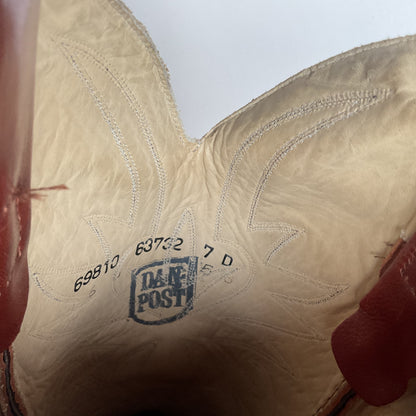 Vintage Dan Post Cowboy Boots | 1970s | Brown | Men’s 7 D