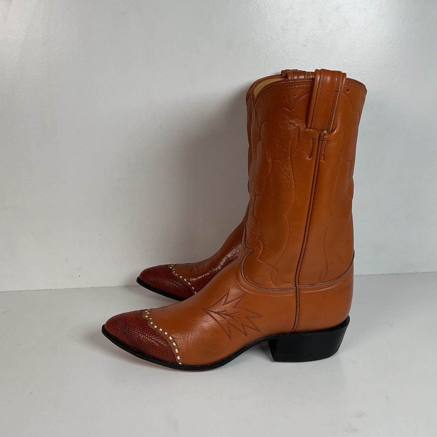 Vintage Tony Lama Maple Leaf Cowboy Boots | Lizard Tip | Narrow | Men’s 8 | Women’s 9
