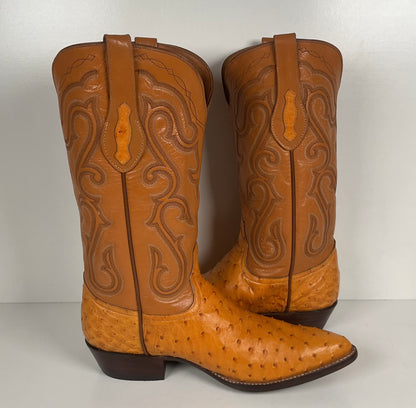 Full Quill Ostrich Cowboy Boots | Exotic | Custom | Butterscotch | Men’s 10 E