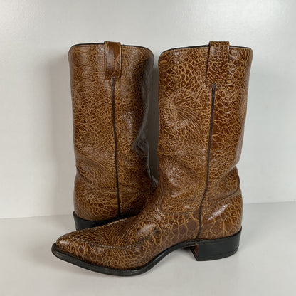 Vintage Wrangler Algonquin Toe Cowboy Boots | Sea Turtle Imitation Print | Men’s 9.5 D