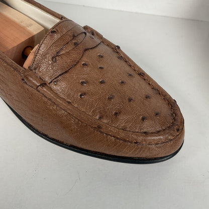 Helene Arpels Ostrich Quill Penny Loafers | Exotic | Brown | 10.5 B