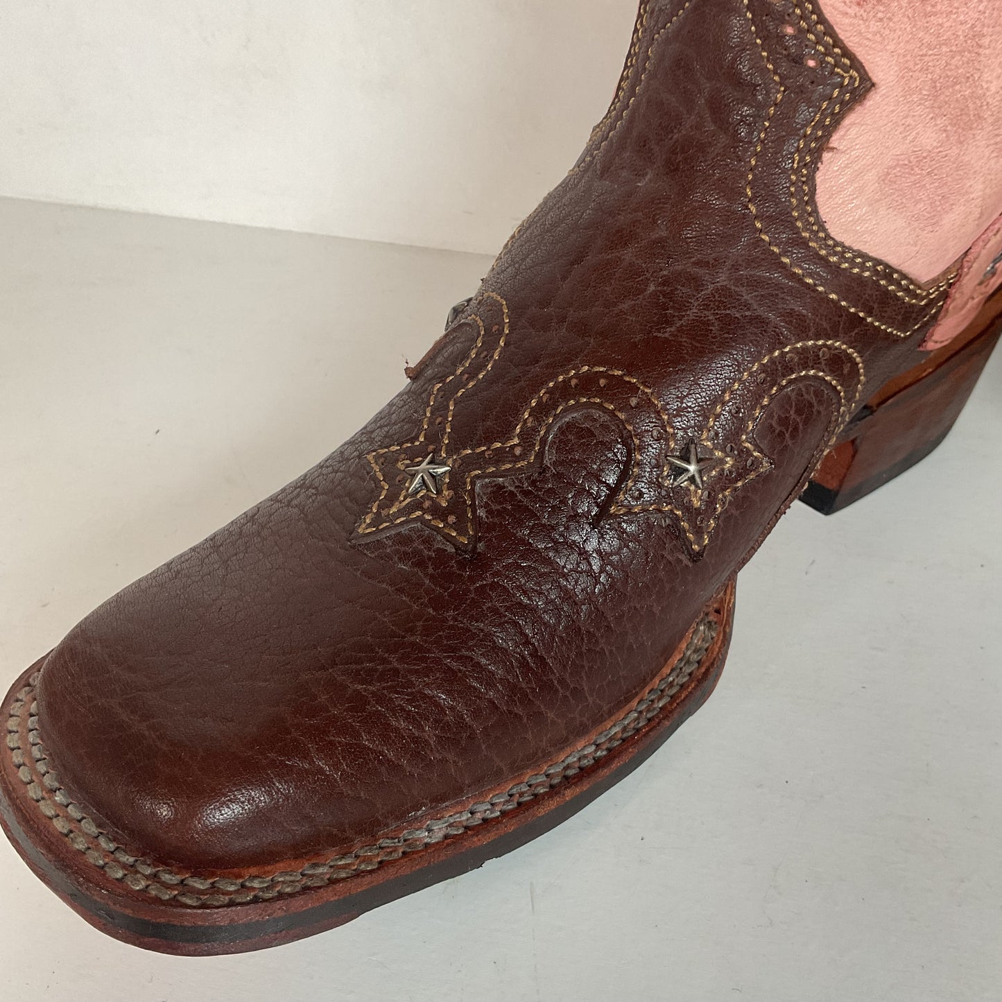 Dan Post 16” Fringe Cowgirl Boots 7.5 M Square Toe Star Inlay