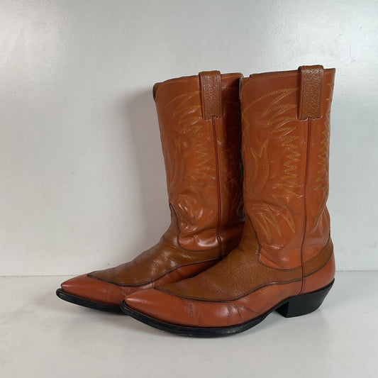 Vintage Justin Camel Skin Cowboy Boots 10.5 D Algonquin Toe Exotic