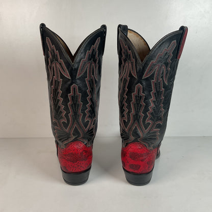 Vintage Dan Post Red Teju Lizard Cowboy Boots  9 D USA Natural Cut