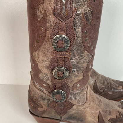 Corral Women’s Concho Cowgirl Boots 12 M Distressed Style Wingtip