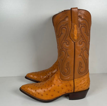 Full Quill Ostrich Cowboy Boots | Exotic | Custom | Butterscotch | Men’s 10 E