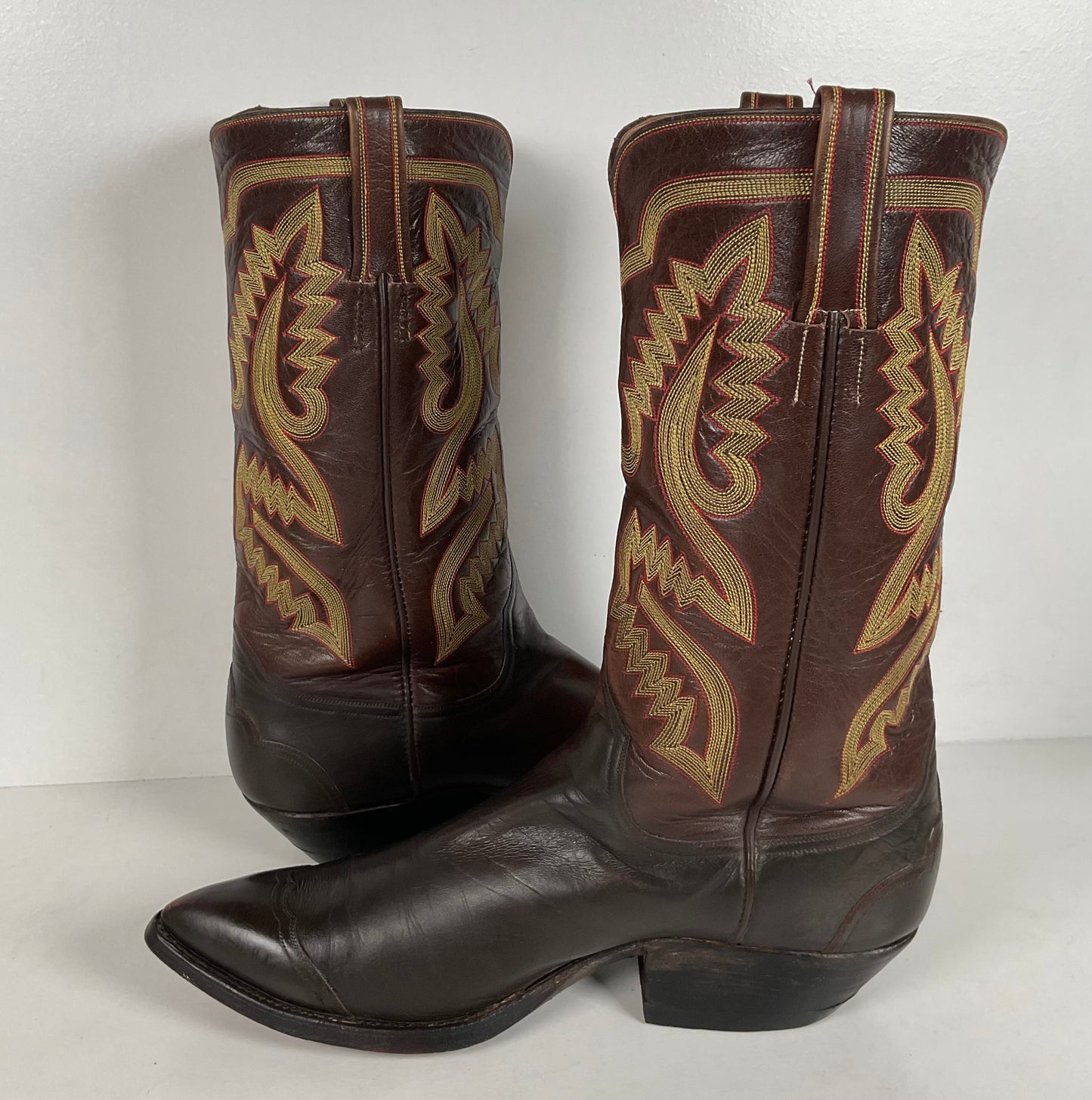 Custom Cowboy Boots | Wingtip Triad | Dark Brown Calfskin | Narrow | Men’s 9.5