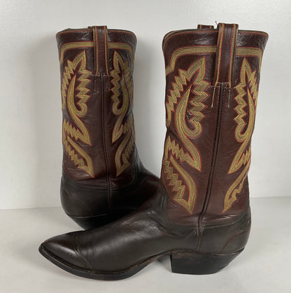 Custom Cowboy Boots | Wingtip Triad | Dark Brown Calfskin | Narrow | Men’s 9.5