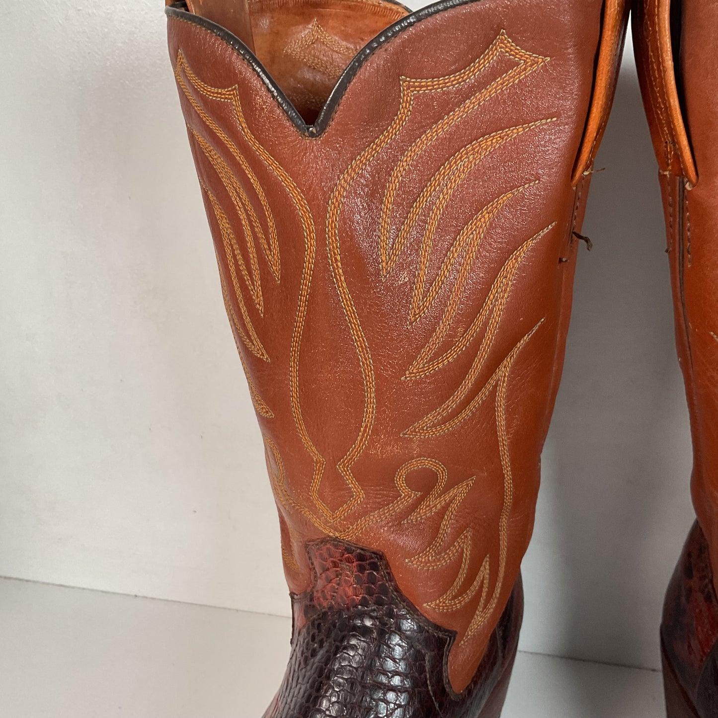Vintage W.B. Masterson Wrangler Cowboy Boots 12 B (Narrow) Dress Lizard Cut