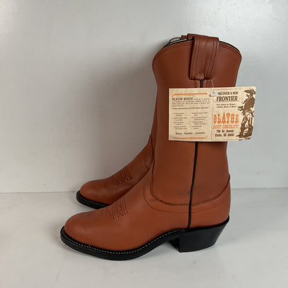 Olathe Brown Mule Cowboy Boots 9.5 D USA Made