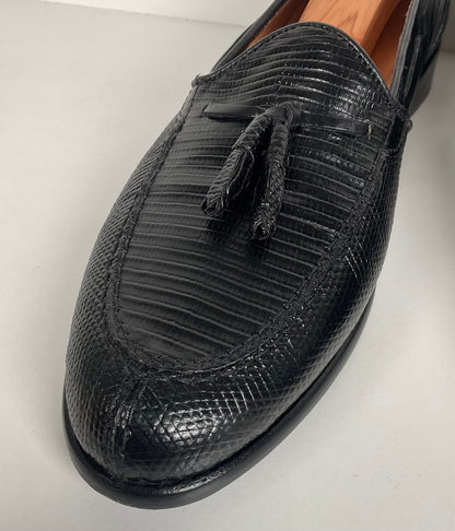 Zelli Italia | Teju Lizard Tassel Loafers | Black | Men’s 9 M