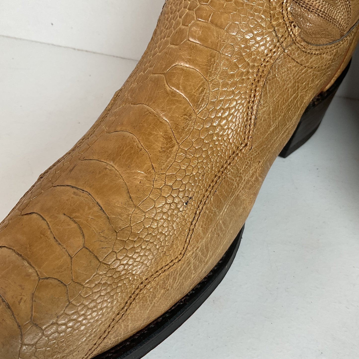 Dan Post Blonde Ostrich Leg Cowboy Boots 9 D Exotic