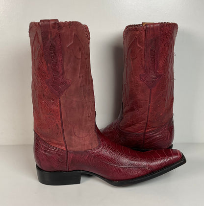 Montana Ostrich Leg Cowboy Boots | Exotic | Tooled Inlay | Men’s 6 | Women’s 7.5