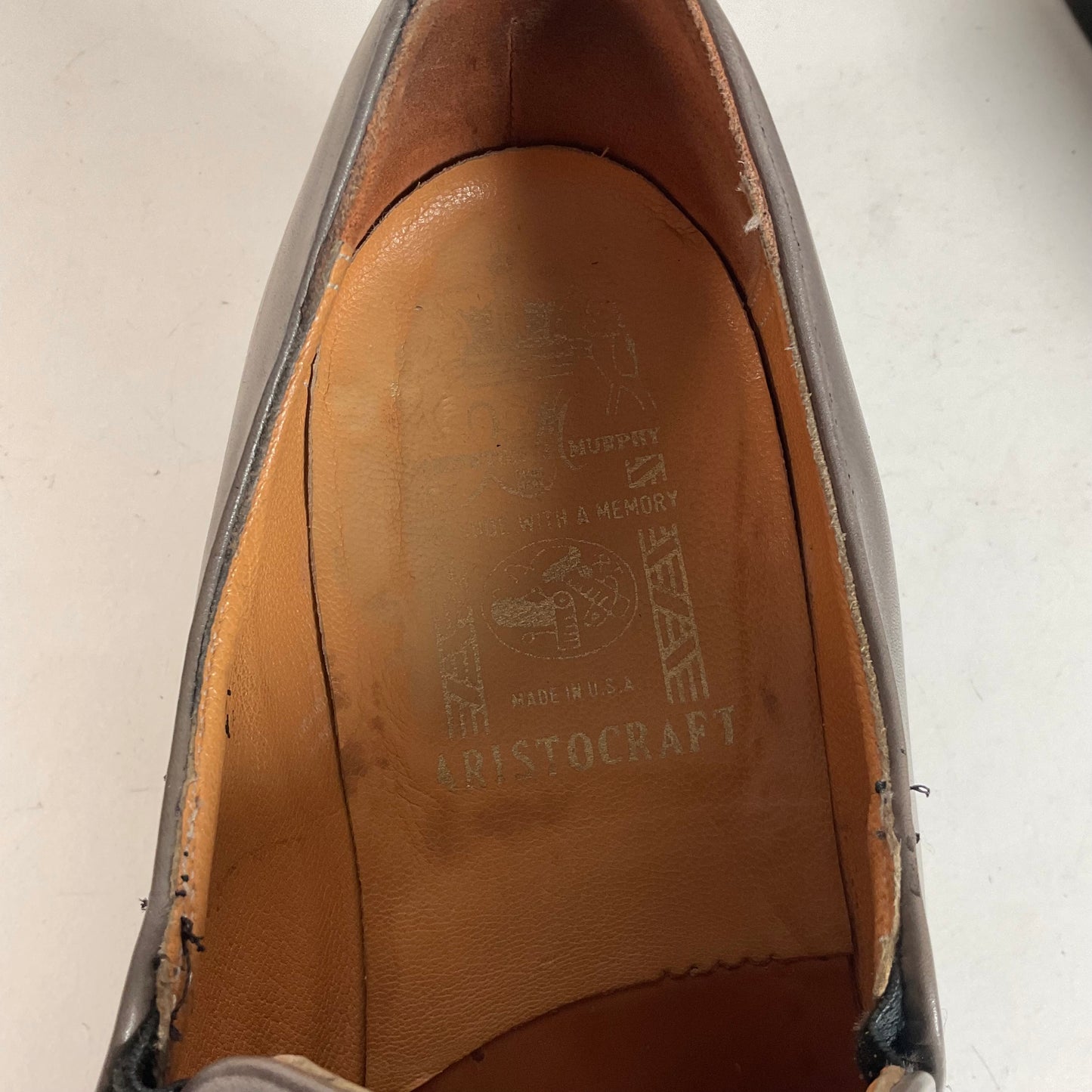 Vintage Johnston Murphy Aristocraft Grey Loafers 13 D Apron Toe USA Made
