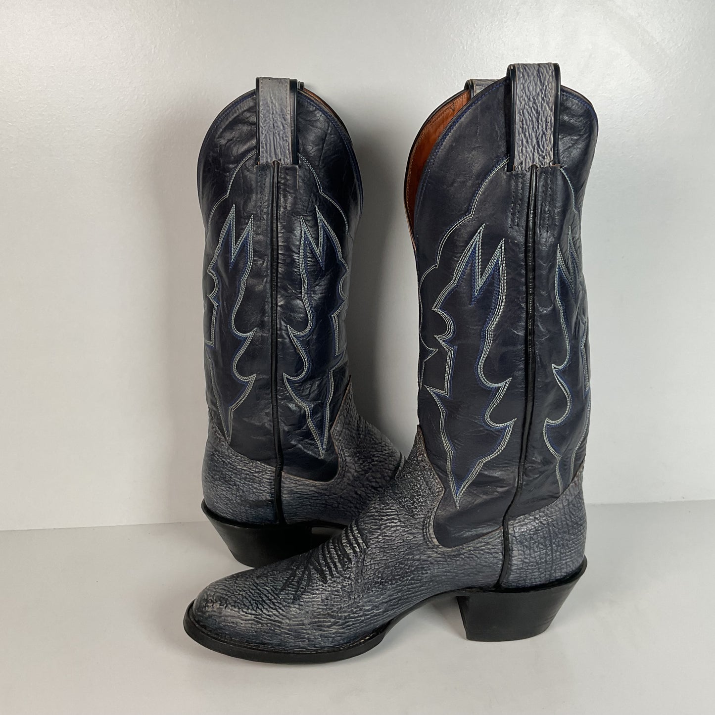 Vintage Sanders Cowboy Boots | Exotic Shark Skin | Extra Narrow | Men’s 11.5 A