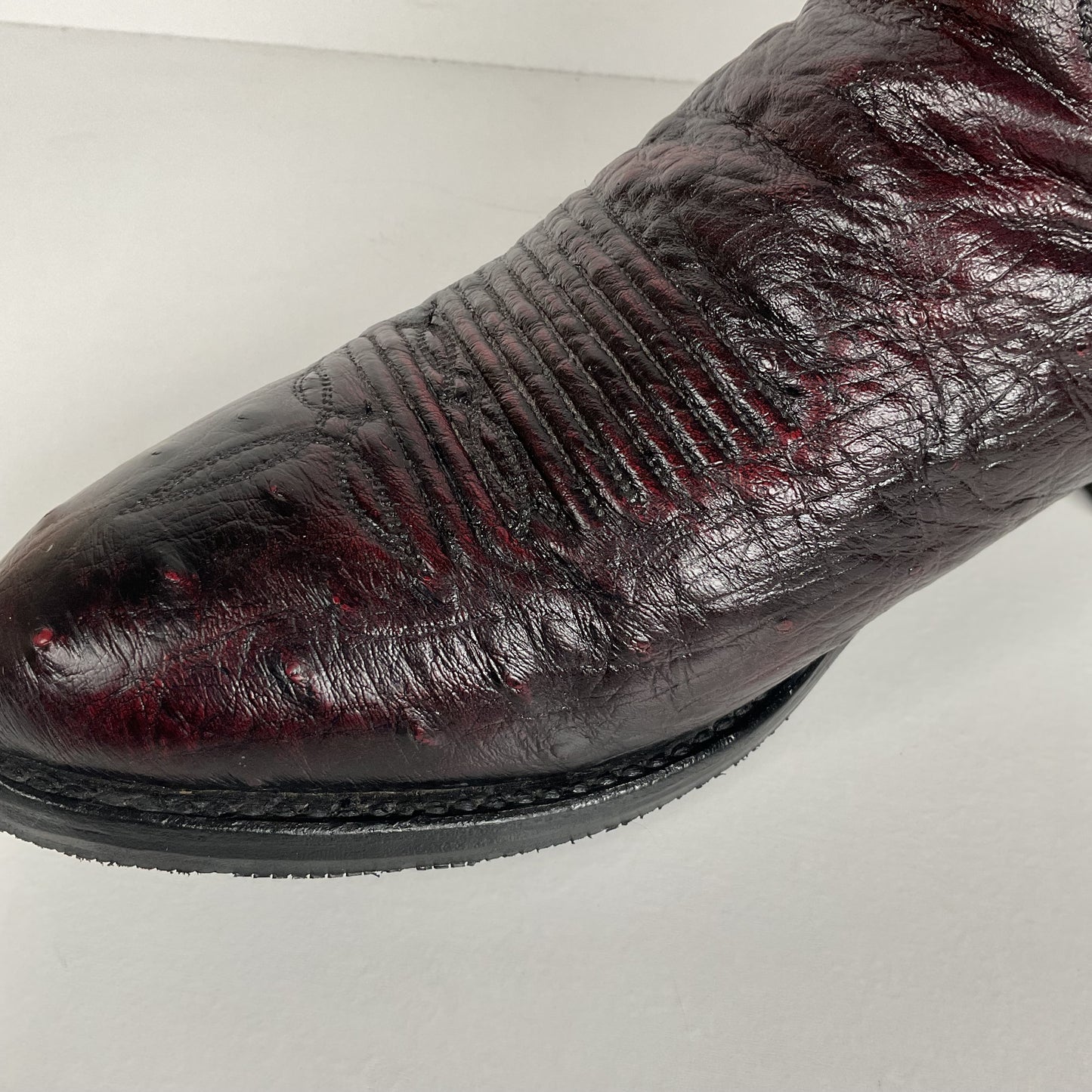 Lucchese 2000 Smooth Ostrich Cowboy Boots | Black Cherry | Exotic | Men’s 8.5 D