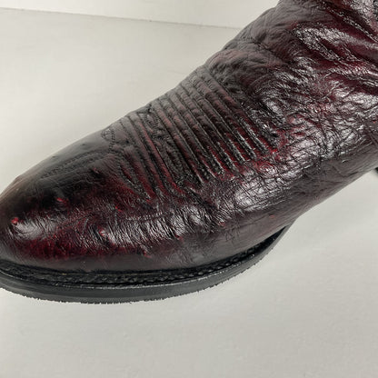 Lucchese 2000 Smooth Ostrich Cowboy Boots | Black Cherry | Exotic | Men’s 8.5 D