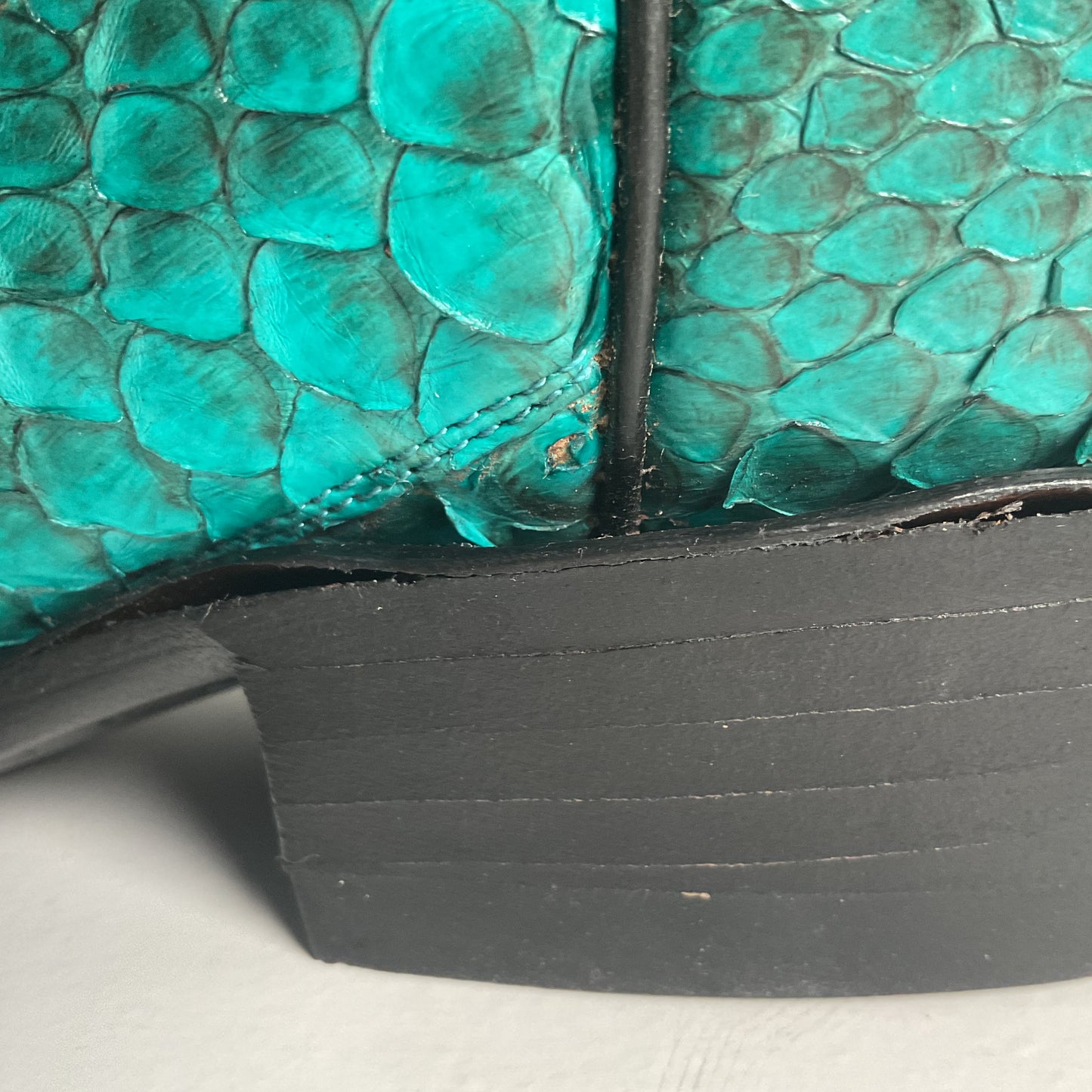 Python Snakeskin Cowboy Boots | Front Cut | Turquoise | Men’s 7.5 | Women’s 8.5