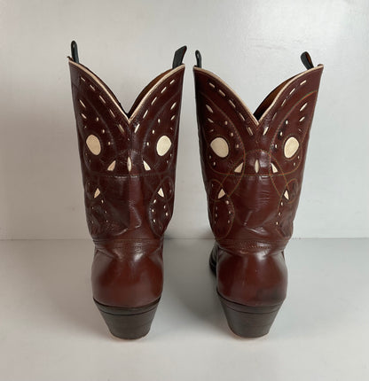 1940s Men’s Goding Pee Wee Cowboy Boots 10.5 D Butterfly Inlay