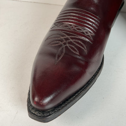 Vintage Dan Post Black Cherry Cowboy Boots — Tooled Inlay — 11 D