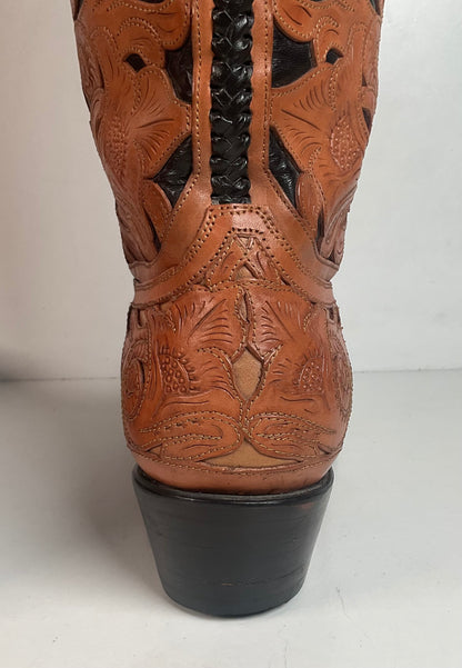 Cock of The Walk Cowboy Boots 12.5 Hand Tooled Carrie Cameron Designs