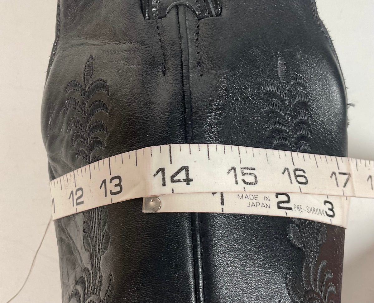 Boulet Cowgirl Boots | Black Torino Calf | Wingtip Triad | Women’s 6 C
