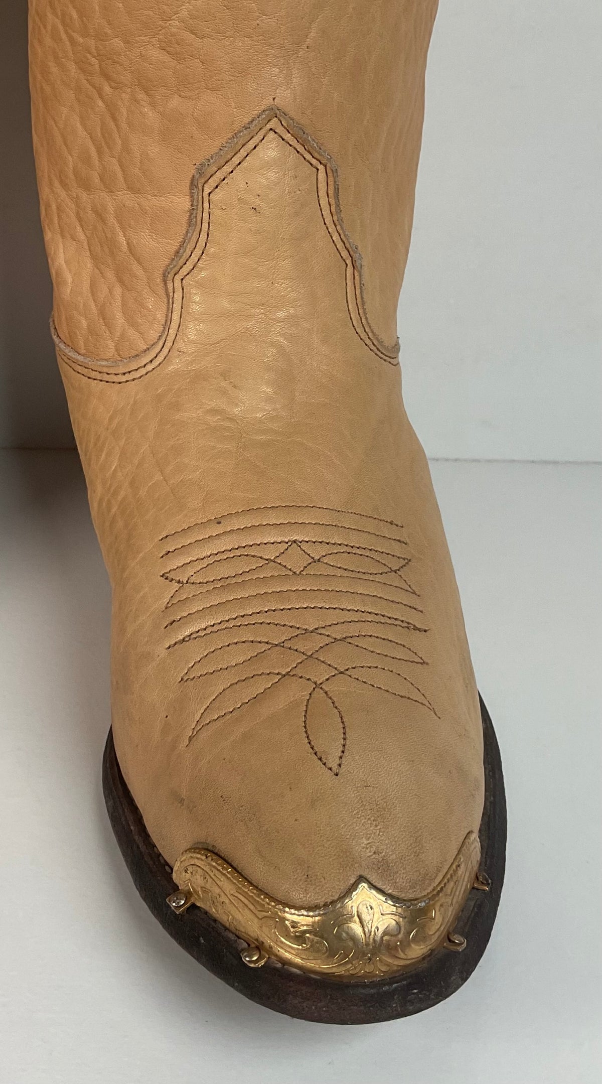 Vintage Nocona Cowboy Boots | Beige Bullhide | USA Made | Men’s 9 D