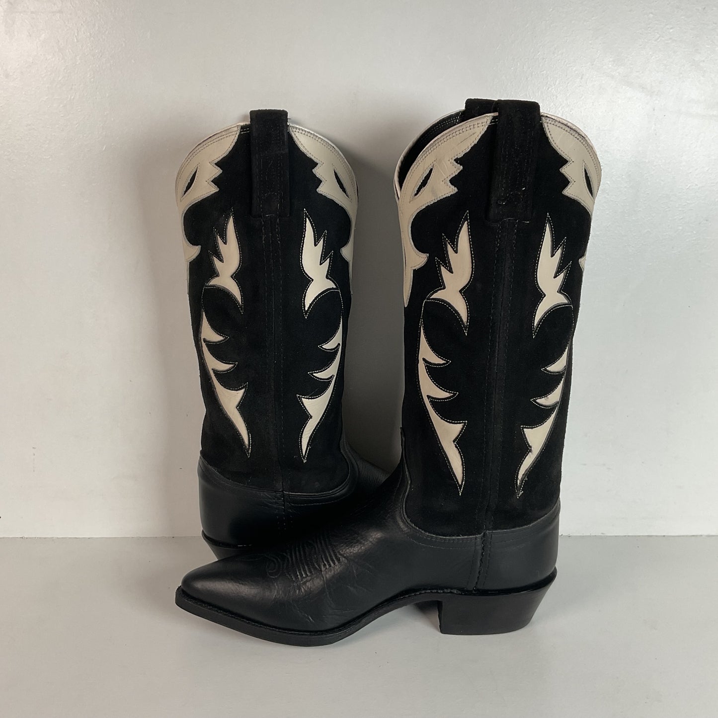 Vintage Dan Post Cowgirl Boots 7 M USA Made Tooled Inlay