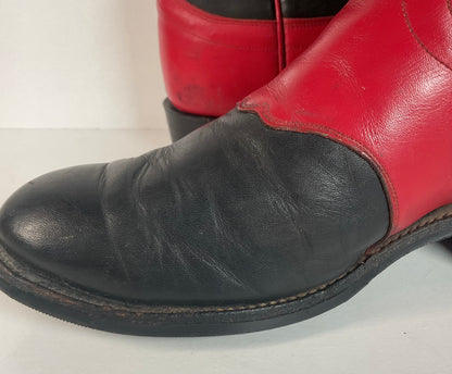 Olathe Western Roper Boots | Red & Black Calf | USA Made | Men’s 9 D