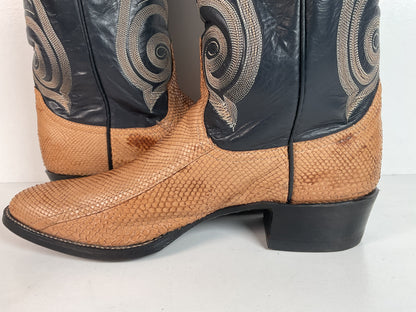 Vintage Larry Mahan Snakeskin Cowboy Boots | Exotic | Narrow | Men’s 11 B