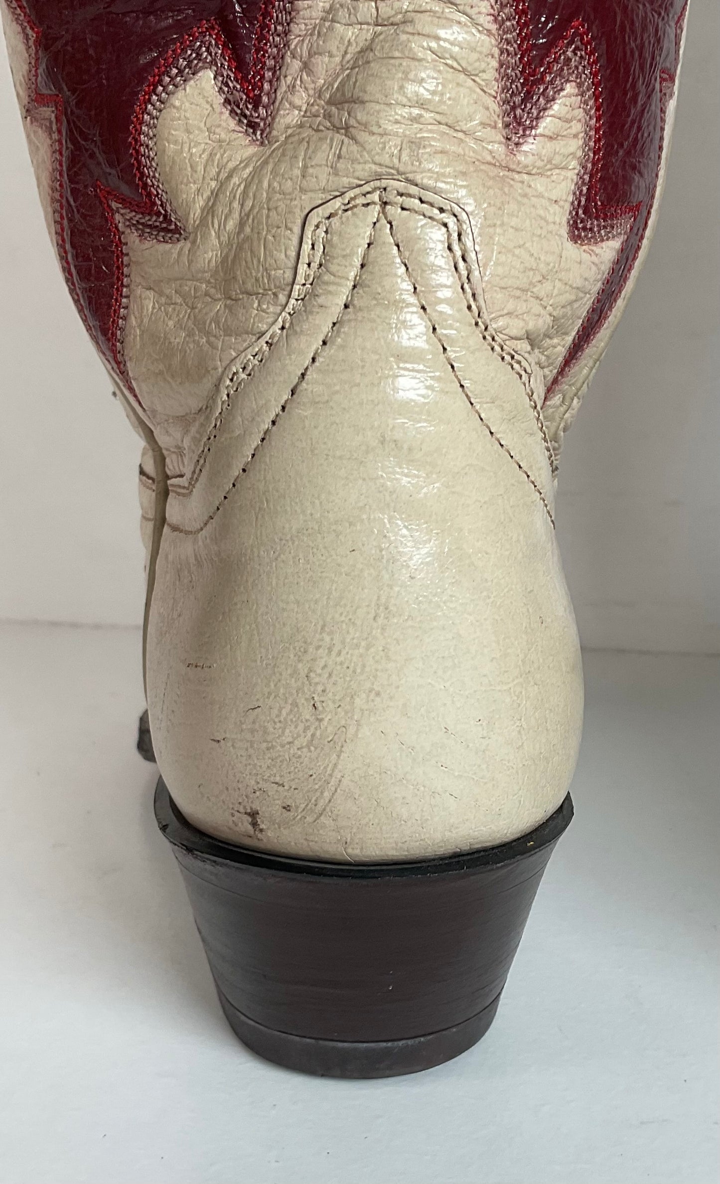 Vintage Laramie Handmade Cowgirl Boots 6.5 C Cranberry Inlay