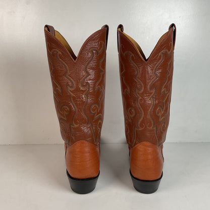 Vintage Nocona Exotic Smooth Ostrich Cowboy Boots Men’s 10.5 C Peanut Brittle