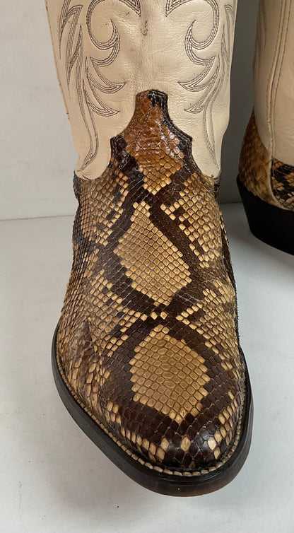 Vintage Laredo Front Cut Python Cowboy Boots 12 D USA Made Snakeskin