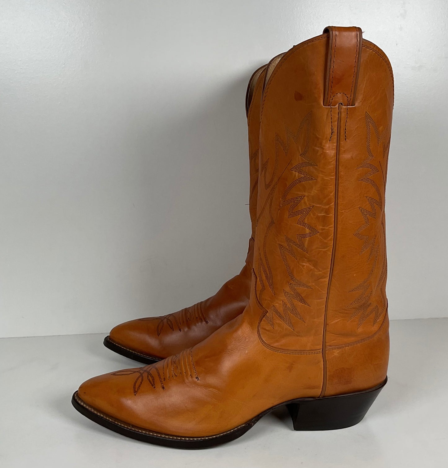 Vintage Justin Calfskin Cowboy Boots | Butterscotch | USA Made | Men’s 10.5 D