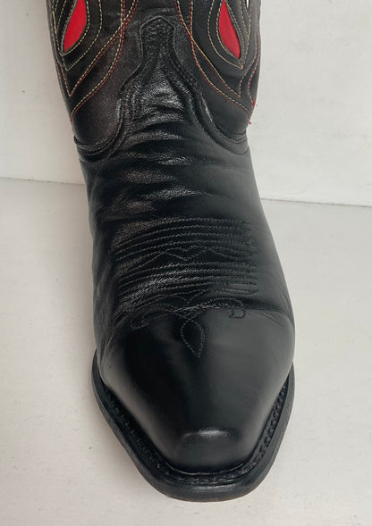 Acme Pee Wee Cowgirl Boots 10 M Tooled Tulip Inlay