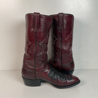 Lucchese San Antonio Black Cherry Ostrich Cowboy Boots Men’s 7.5 | Women’s 8.5